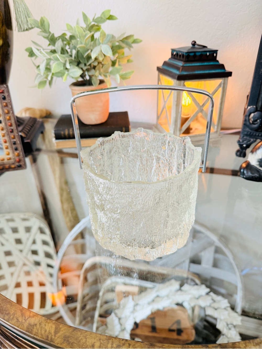 MCM Littala “Seita” Icicle Glass Ice Bucket by Tapio Wirkkala Chrome Handle - Picture 8 of 17